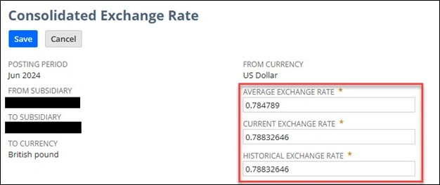 Consolidated Exchange Rate